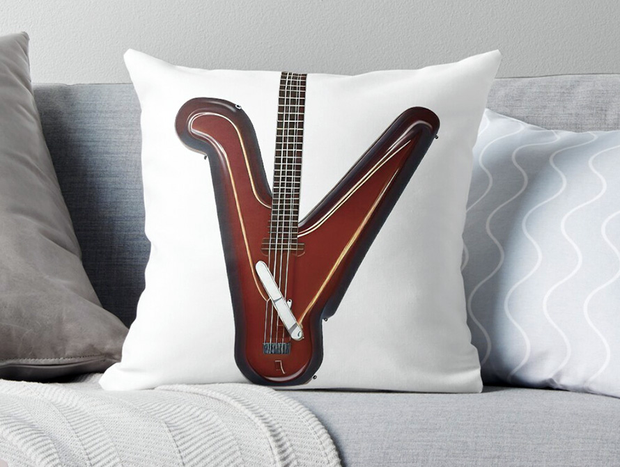 Guitar letter throw pillow