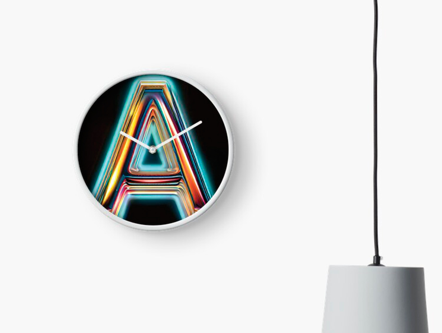 Neon letter wall clock