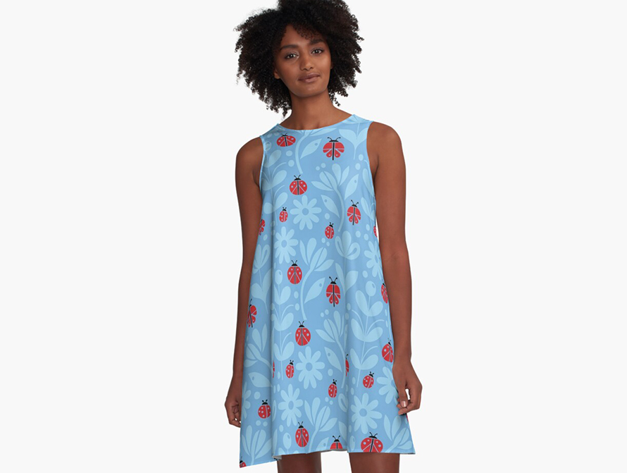 Ladybug Blue A-Line Dress