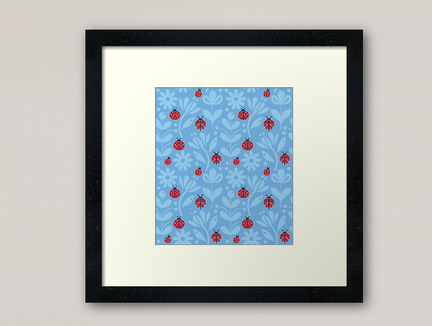 Ladybug Blue Wall Art