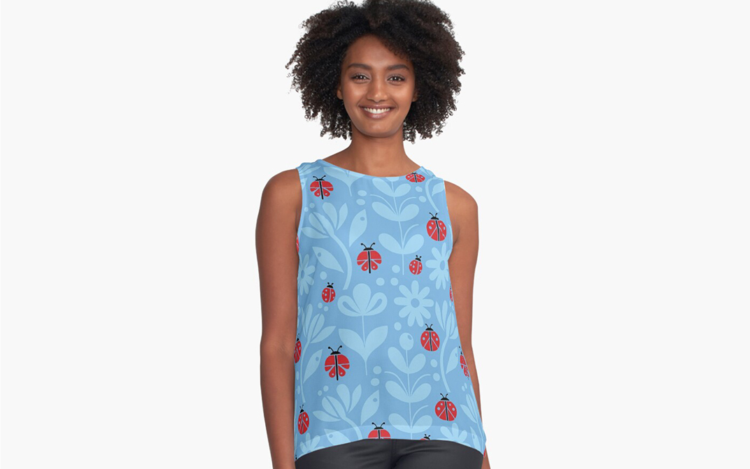 Ladybug Blue Sleeveless Top