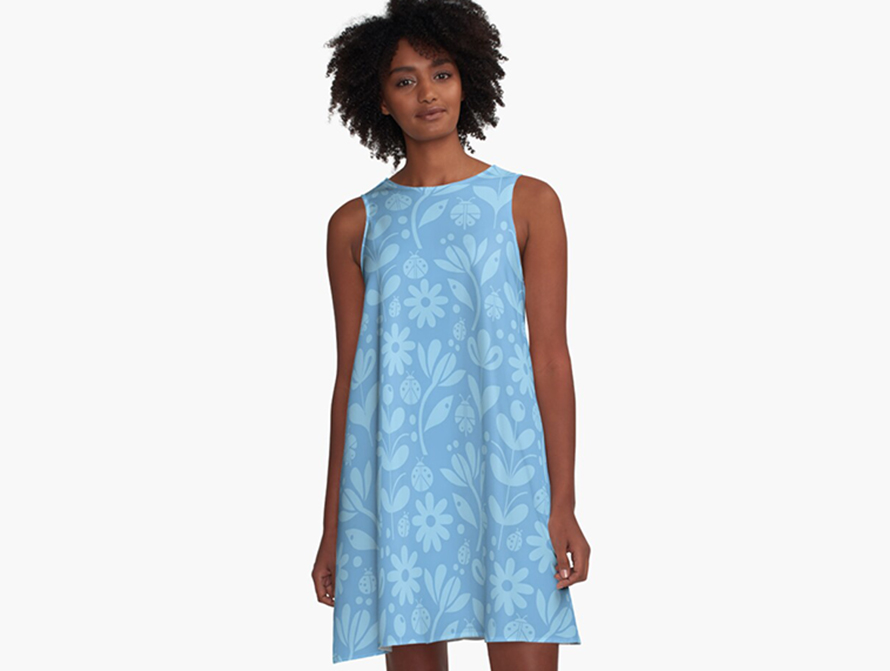 Ladybug Blue A-Line Dress