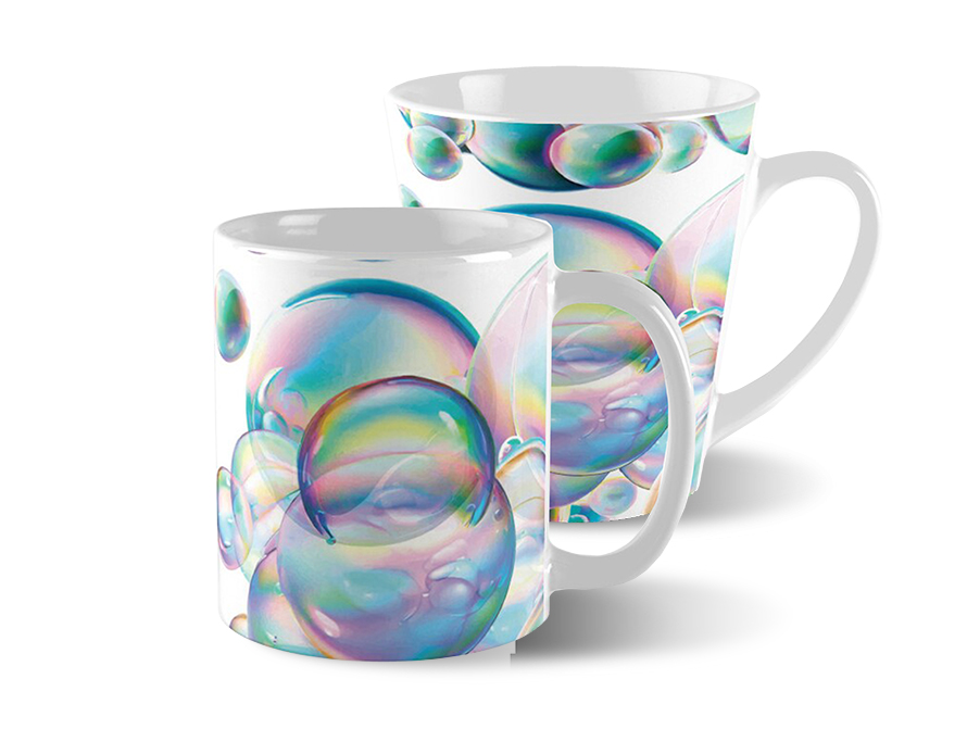 Two styles of mugs with the Bubbles design