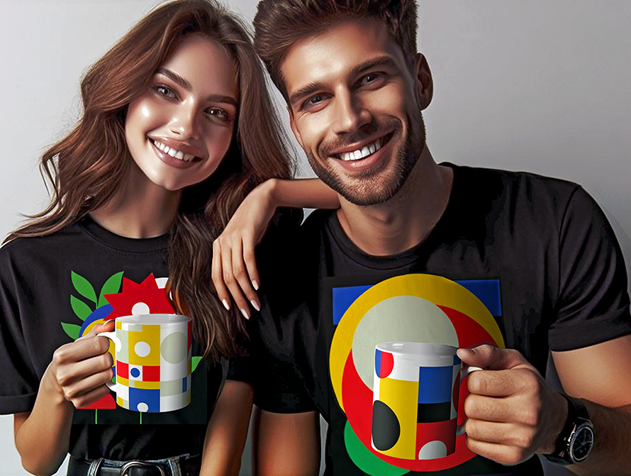 Color Block Mugs and T-Shirts