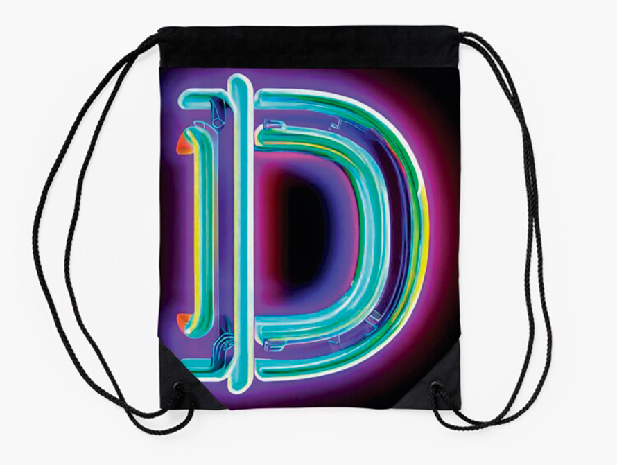 Neon letter string bag