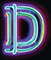 Neon type letter D