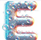 Letter E in Bubbles type design