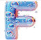 Letter F in Bubbles type design