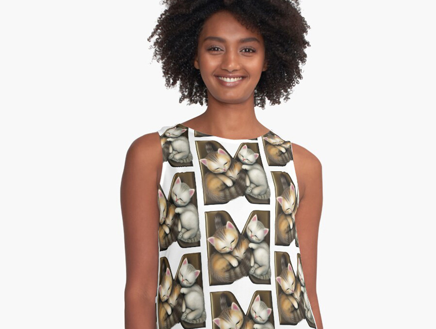 Kittens letter sleeveless blouse