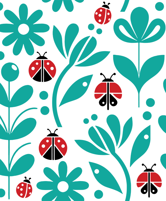 LADYBUGS FLORAL ALLOVER PATTERN