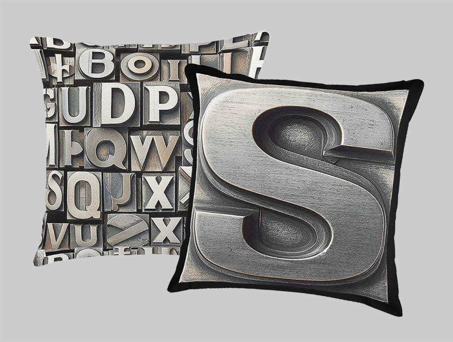 Metal Letter and Pattern Pillows