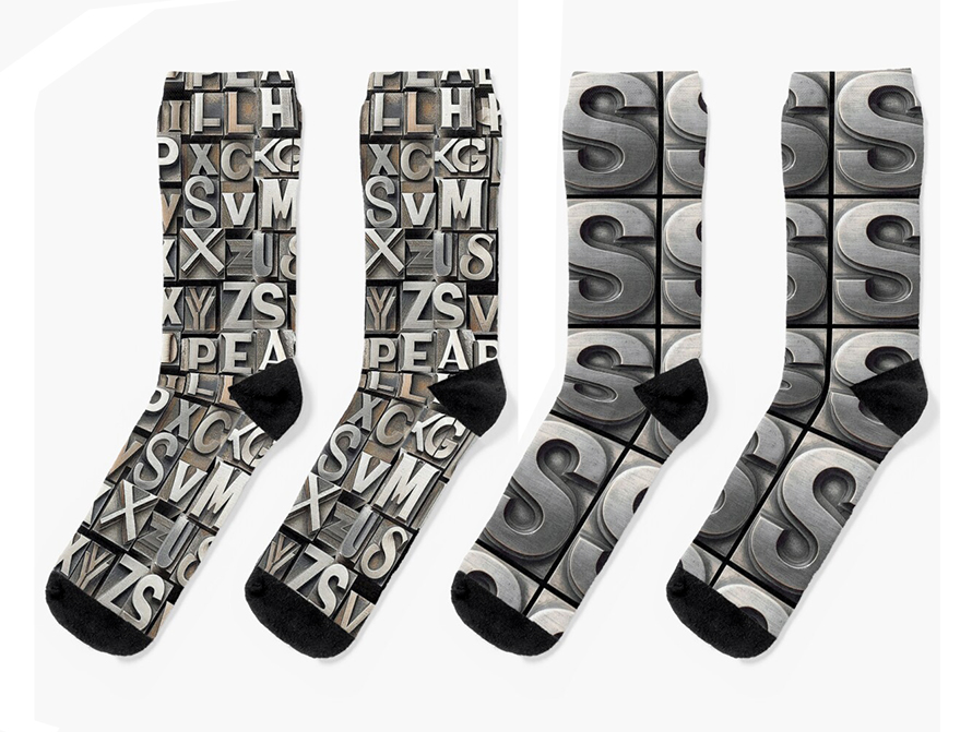 Metal Letter and Pattern Socks