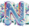 Letter N in Bubbles type design