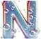 Letter N in Bubbles type design