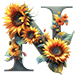 Sunflower type letter N