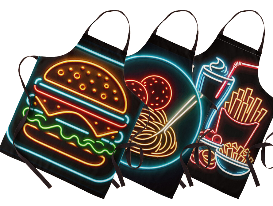 Neon picture aprons