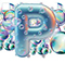 Letter P in Bubbles type design