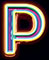 Neon type letter P