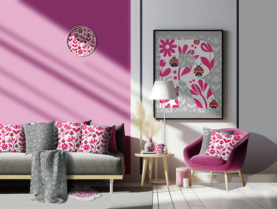 Pink Ladybug Living Room