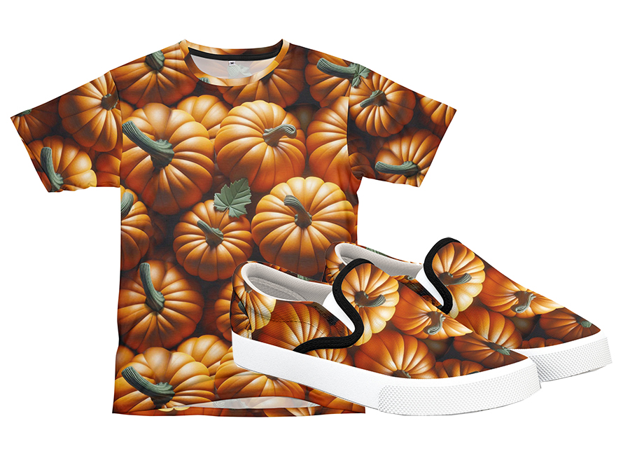 Pumpkin Allover Print T-Shirt and Shoes