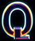 Neon type letter Q