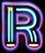 Neon type letter R