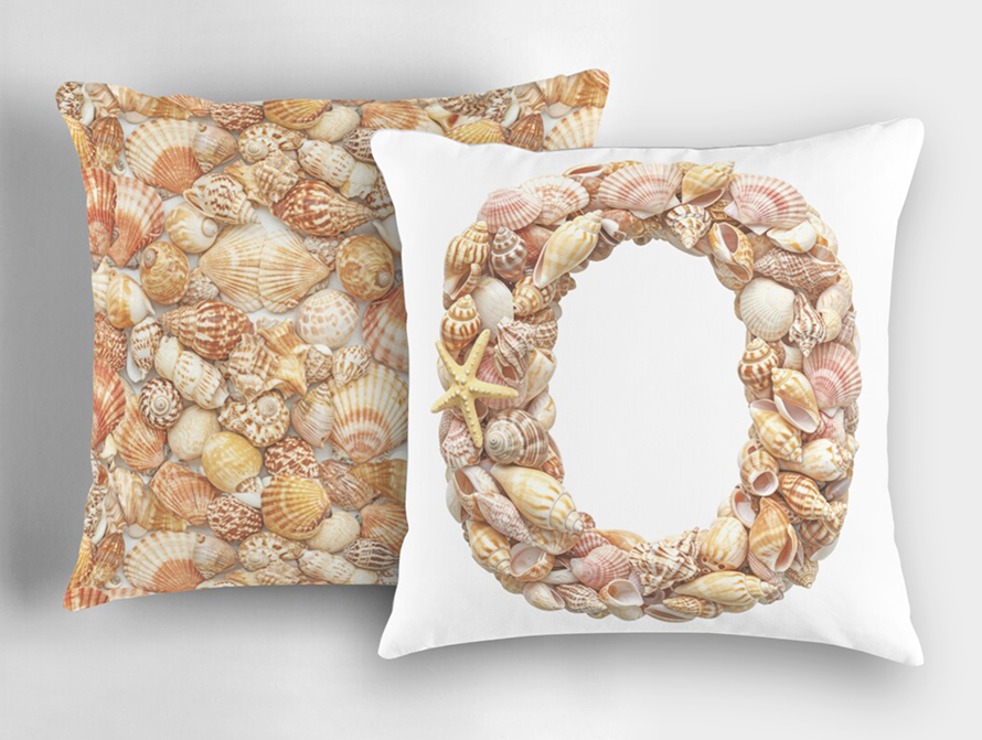Shells throw pillows