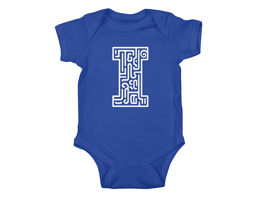 Squiggle letter baby onesie