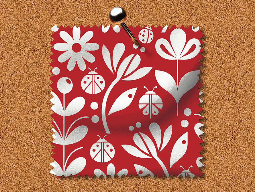 Red Ladybug Floral Design Swatch