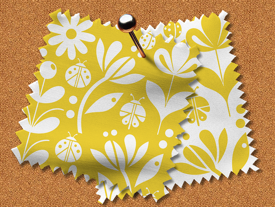 Yellow Ladybug Floral Design Swatch