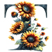 Sunflower type letter T