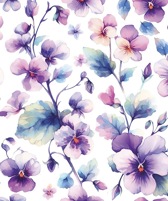 VIOLETS FLORAL ALLOVER PATTERN