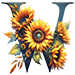 Sunflower type letter W