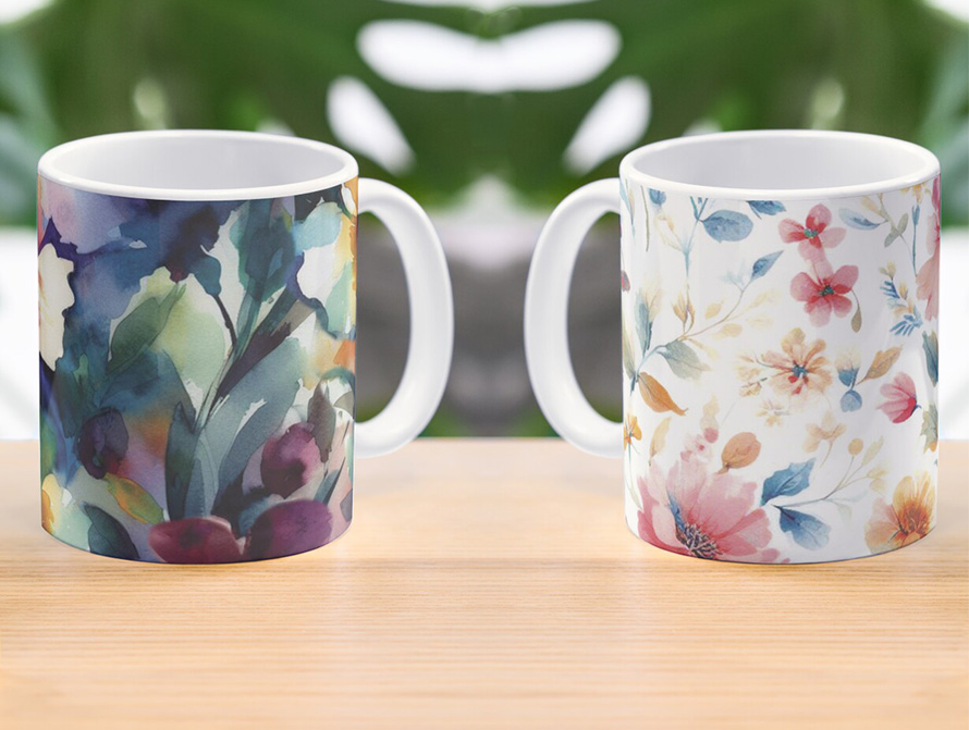 Classic Watercolor ceramic mugs