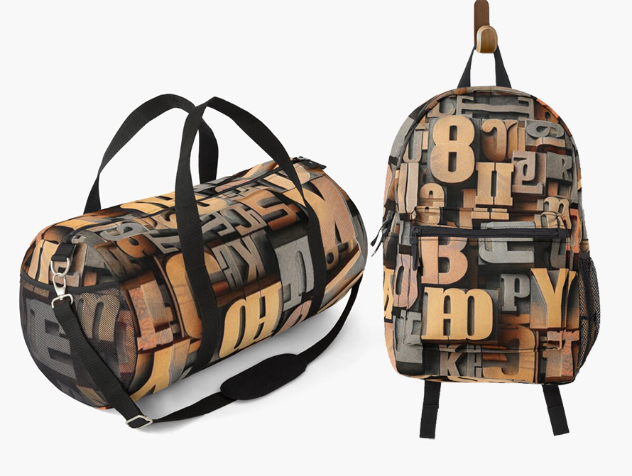 Wood Letters Pattern Bags