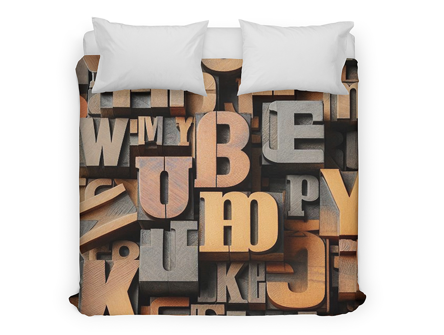 Wood Letters Duvet Cover