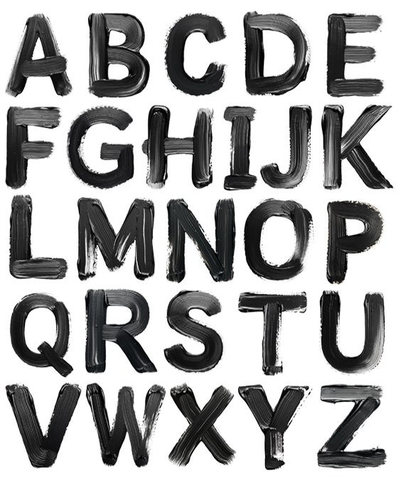 BLACK PAINT ALPHABET PATTERN 