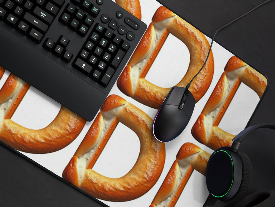 Deskmat imprinted with Bread type design