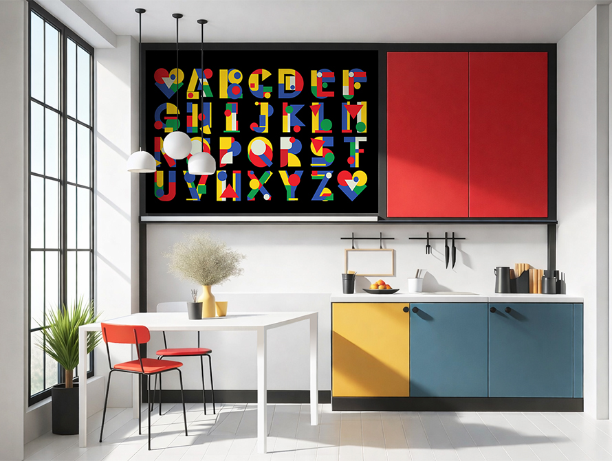 Colorblock alphabet and patterns