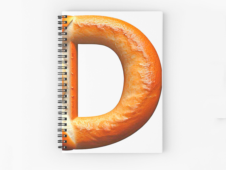 Spiral notebook, cover imprinted with Bread type design