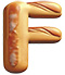 Letter F in Bread type design