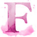Watercolor Pink paint type letter F