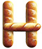 Letter H in Bread type design