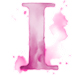 Watercolor Pink paint type letter I