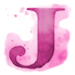 Watercolor Pink paint type letter J