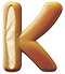 Letter K in Bread type design