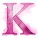 Watercolor Pink paint type letter K