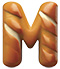 Letter M in Bread type design