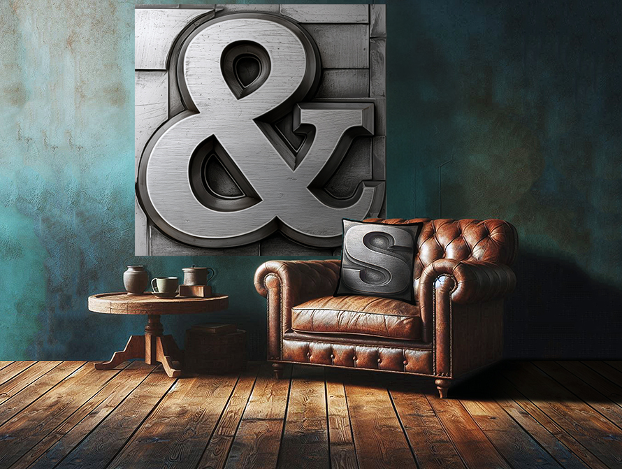 Metal alphabet, symbols and pattern