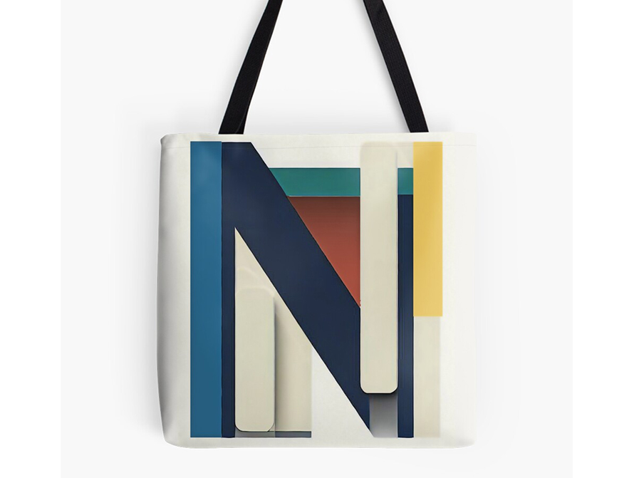 Modern letter type all-over print tote bag